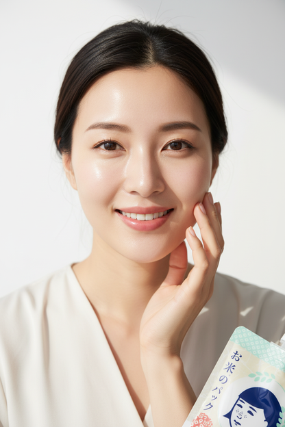 Korean girl showing glowing results